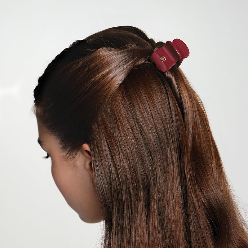Pince à Cheveux Extra Small Velvet Burgundy